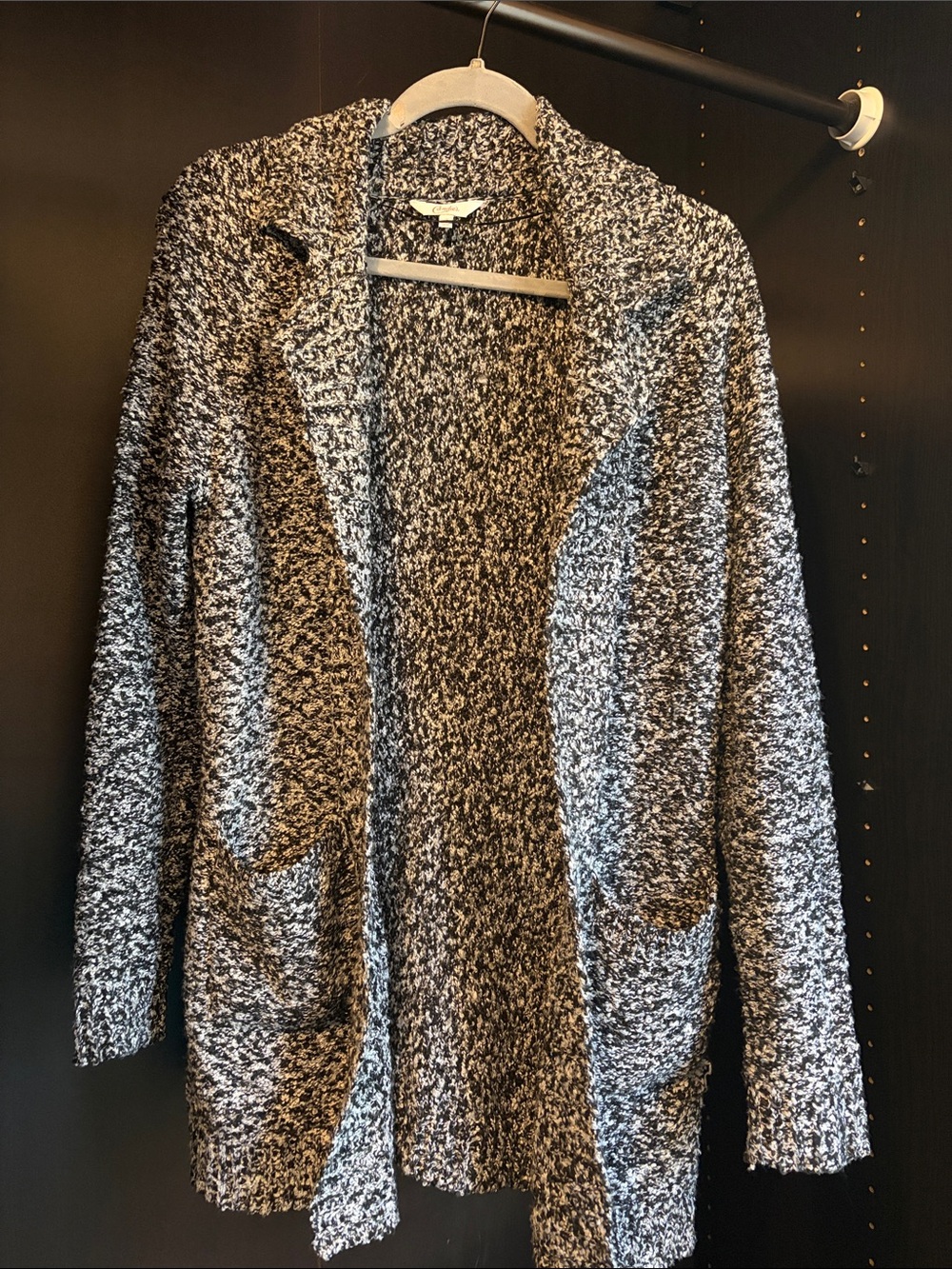 Candie's Black and White Marled Open-Front Cardigan